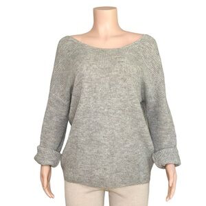 SÉZANE Cassie Reversible Lace-Up Mohair/Alpaca Knit Jumper, Grey Melange, Large